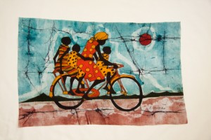 Mom and three kids on a bike Bicycle Art